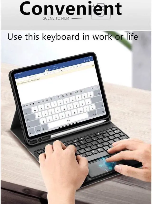 Alt view image 7 of 7 - iPad Pro 12.9 inch 2022 2021 2020 2018 Keyboard case with Pencil Holder Detachable Keyboard Case with Touchpad Kickstand Cover Auto Wake Sleep Case for iPad Pro 12.9 6th/5th/4th/3th Generation Pink