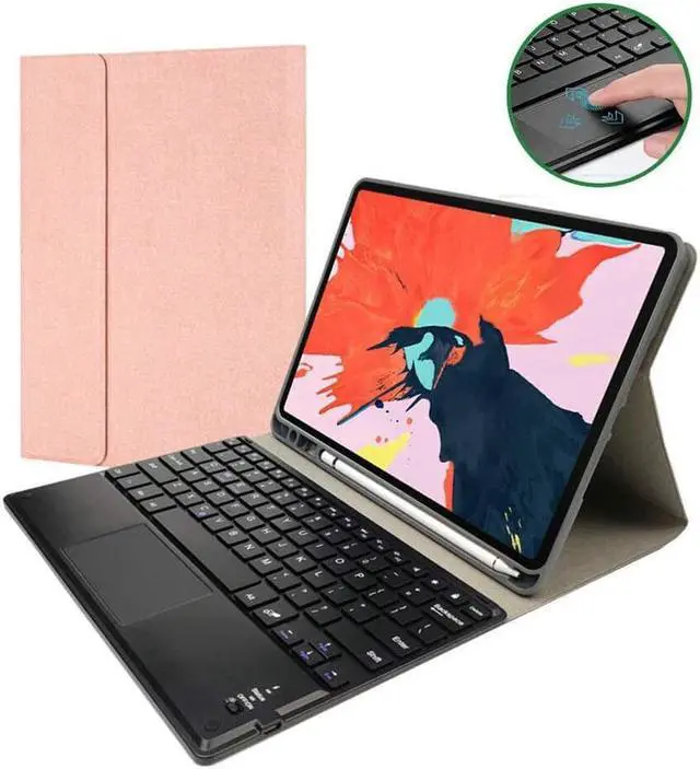 Main image of iPad Pro 12.9 inch 2022 2021 2020 2018 Keyboard case with Pencil Holder Detachable Keyboard Case with Touchpad Kickstand Cover Auto Wake Sleep Case for iPad Pro 12.9 6th/5th/4th/3th Generation Pink
