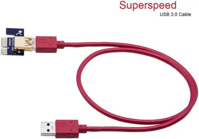 Alt view image 5 of 7 - 6 Packs PCIe Riser Mining Card PCI-E 16x to 1x Powered Riser Adapter Card with 60cm USB 3.0 Extension Cable & MOLEX to SATA Power Cable - GPU Riser Adapter Extender Cable - Ethereum Mining ETH
