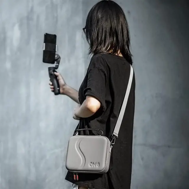Alt view image 6 of 7 - OM 6 Case, Waterproof Portable PU Leather Storage Shoulder Bag Travel Carrying Case for DJI Osmo Mobile 6 Gimbal Stabilizer Accessories