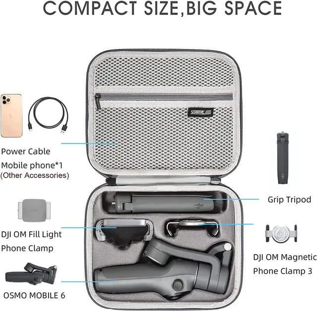 Alt view image 2 of 7 - OM 6 Case, Waterproof Portable PU Leather Storage Shoulder Bag Travel Carrying Case for DJI Osmo Mobile 6 Gimbal Stabilizer Accessories