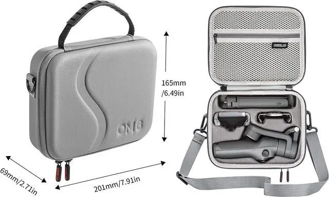 Alt view image 7 of 7 - OM 6 Case, Waterproof Portable PU Leather Storage Shoulder Bag Travel Carrying Case for DJI Osmo Mobile 6 Gimbal Stabilizer Accessories