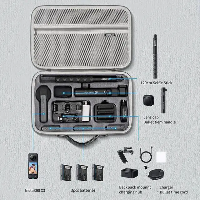 Alt view image 2 of 7 - Insta360 X3 Case, Waterproof Portable Storge Bag Travel Case for Insta360 X3 One Camera Accessories