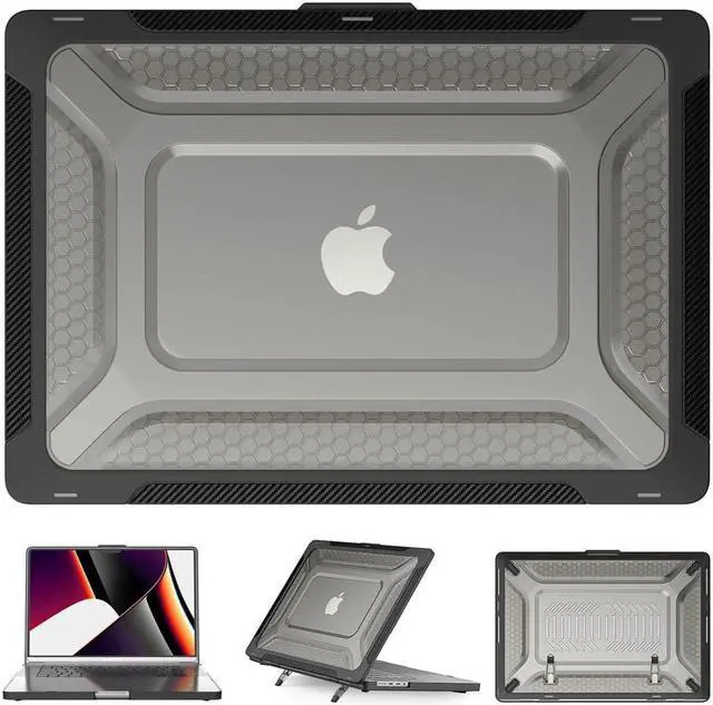 Alt view image 2 of 7 - MacBook Pro 16 Inch Case 2023 2021 2022 Release A2780 A2485 M2 M1 Pro/Max & Retina & Touch ID, Heavy Duty Plastic Hard Shell Case with Fold Kickstand and Keyboard Cover Skin