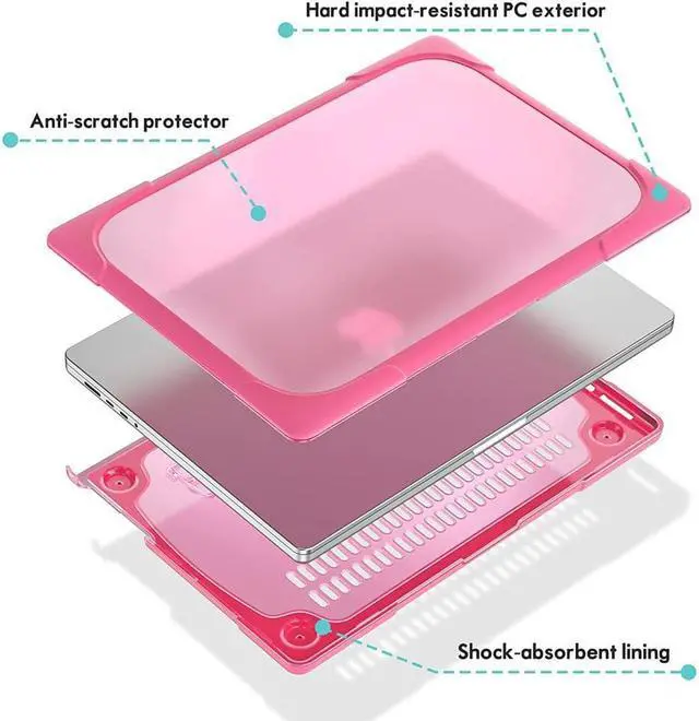 Alt view image 6 of 7 - MacBook Pro 14 inch Case 2023 2022 2021 Release M2 A2779 A2442 M1 Chip with Touch ID, Heavy Duty Hard Shell Dual Layer Protective Cover with Fold Kickstand & Keyboard Skin Cover Rose Red