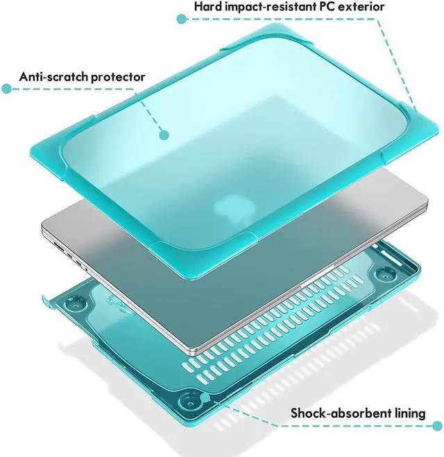 Alt view image 3 of 7 - MacBook Pro 14 inch Case 2023 2022 2021 Release M2 A2779 A2442 M1 Chip with Touch ID, Heavy Duty Hard Shell Dual Layer Protective Cover with Fold Kickstand & Keyboard Skin Cover Blue