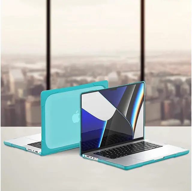 Alt view image 5 of 7 - MacBook Pro 14 inch Case 2023 2022 2021 Release M2 A2779 A2442 M1 Chip with Touch ID, Heavy Duty Hard Shell Dual Layer Protective Cover with Fold Kickstand & Keyboard Skin Cover Blue