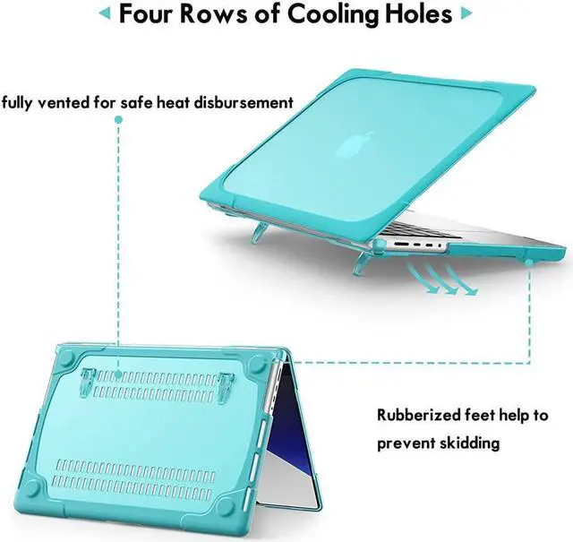 Alt view image 7 of 7 - MacBook Pro 14 inch Case 2023 2022 2021 Release M2 A2779 A2442 M1 Chip with Touch ID, Heavy Duty Hard Shell Dual Layer Protective Cover with Fold Kickstand & Keyboard Skin Cover Blue