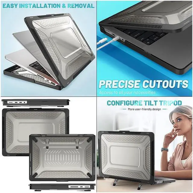 Alt view image 7 of 7 - MacBook Pro 14 inch Case 2023 2022 2021 Release M2 A2779 A2442 M1 Pro/Max Chip with Touch ID, Heavy Duty Hard Shell Dual Layer Protective Cover with Fold Kickstand and Keyboard Skin