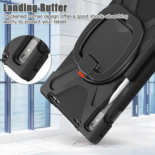 Alt view image 4 of 7 - For Lenovo Tab P11 Pro 11.2 inch Gen 2 2022 (TB-132FU/TB-138FC) Case, Rugged Heavy Duty Shockproof Cover with Hand Strap Shoulder Strap for 11.2 inch Lenovo Tab P11 Pro 2nd Generation