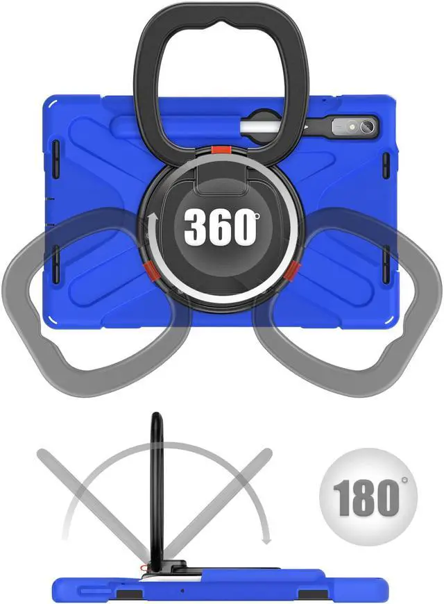 Alt view image 3 of 7 - For Lenovo Tab P11 Pro 11.2 inch Gen 2 2022 (TB-132FU/TB-138FC) Case, Rugged Heavy Duty Shockproof Cover with Hand Strap Shoulder Strap for 11.2 inch Lenovo Tab P11 Pro 2nd Generation Blue