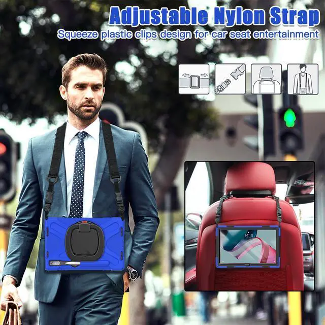 Alt view image 7 of 7 - For Lenovo Tab P11 Pro 11.2 inch Gen 2 2022 (TB-132FU/TB-138FC) Case, Rugged Heavy Duty Shockproof Cover with Hand Strap Shoulder Strap for 11.2 inch Lenovo Tab P11 Pro 2nd Generation Blue