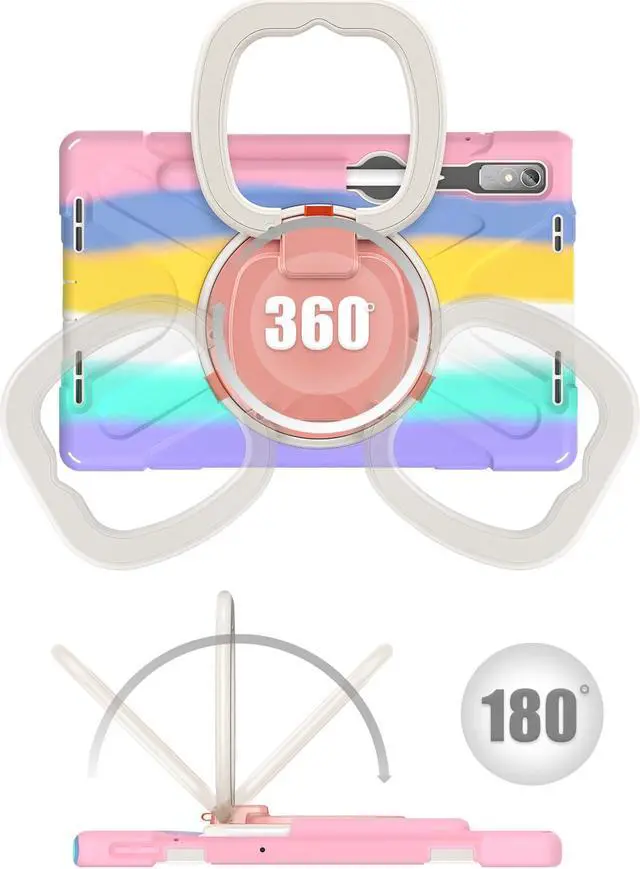 Alt view image 3 of 7 - For Lenovo Tab P11 Pro 11.2 inch Gen 2 2022 (TB-132FU/TB-138FC) Case, Rugged Heavy Duty Shockproof Cover with Hand Strap Shoulder Strap for 11.2 inch Lenovo Tab P11 Pro 2nd Generation Pink