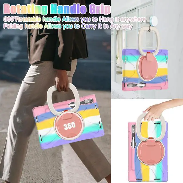 Alt view image 6 of 7 - For Lenovo Tab P11 Pro 11.2 inch Gen 2 2022 (TB-132FU/TB-138FC) Case, Rugged Heavy Duty Shockproof Cover with Hand Strap Shoulder Strap for 11.2 inch Lenovo Tab P11 Pro 2nd Generation Pink