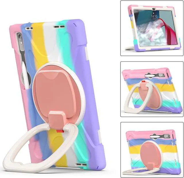 Alt view image 2 of 7 - For Lenovo Tab P11 Pro 11.2 inch Gen 2 2022 (TB-132FU/TB-138FC) Case, Rugged Heavy Duty Shockproof Cover with Hand Strap Shoulder Strap for 11.2 inch Lenovo Tab P11 Pro 2nd Generation Pink