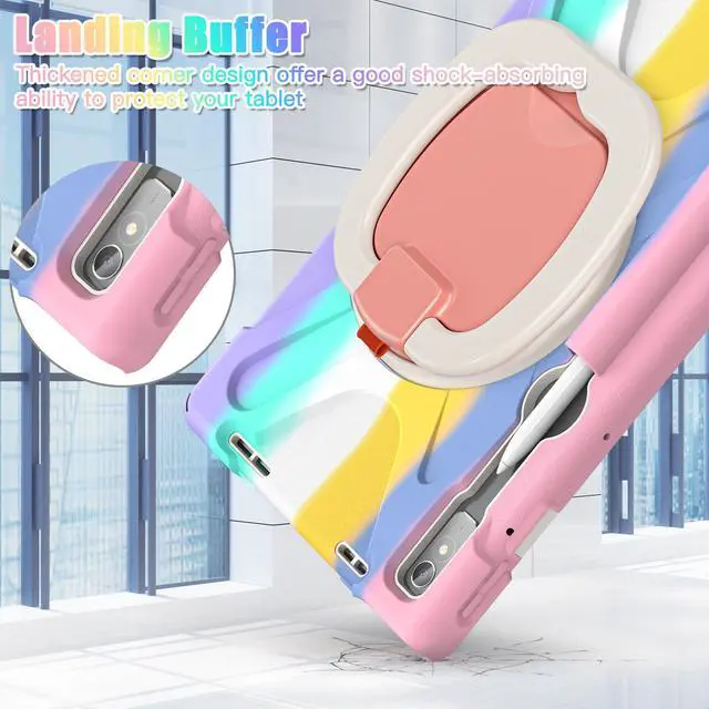 Alt view image 4 of 7 - For Lenovo Tab P11 Pro 11.2 inch Gen 2 2022 (TB-132FU/TB-138FC) Case, Rugged Heavy Duty Shockproof Cover with Hand Strap Shoulder Strap for 11.2 inch Lenovo Tab P11 Pro 2nd Generation Pink