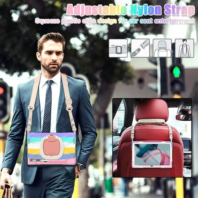 Alt view image 7 of 7 - For Lenovo Tab P11 Pro 11.2 inch Gen 2 2022 (TB-132FU/TB-138FC) Case, Rugged Heavy Duty Shockproof Cover with Hand Strap Shoulder Strap for 11.2 inch Lenovo Tab P11 Pro 2nd Generation Pink