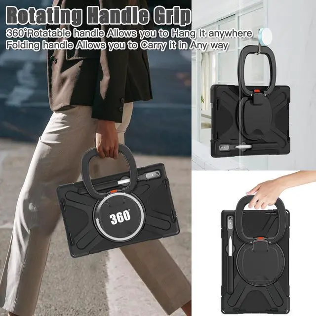 Alt view image 5 of 7 - For Lenovo Tab P11 Pro 11.2 inch Gen 2 2022 (TB-132FU/TB-138FC) Case, Rugged Heavy Duty Shockproof Cover with Hand Strap Shoulder Strap for 11.2 inch Lenovo Tab P11 Pro 2nd Generation