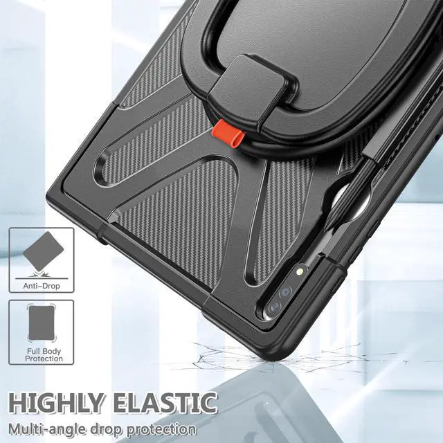Alt view image 3 of 7 - Protective Case for Samsung Galaxy Tab S9 Ultra 2023 / S8 Ultra 2022 14.6 inch SM-X910/X916B/X918U/X900/X906 Heavy Duty Shockproof Cover with Stand, Hand Strap Pen Holder
