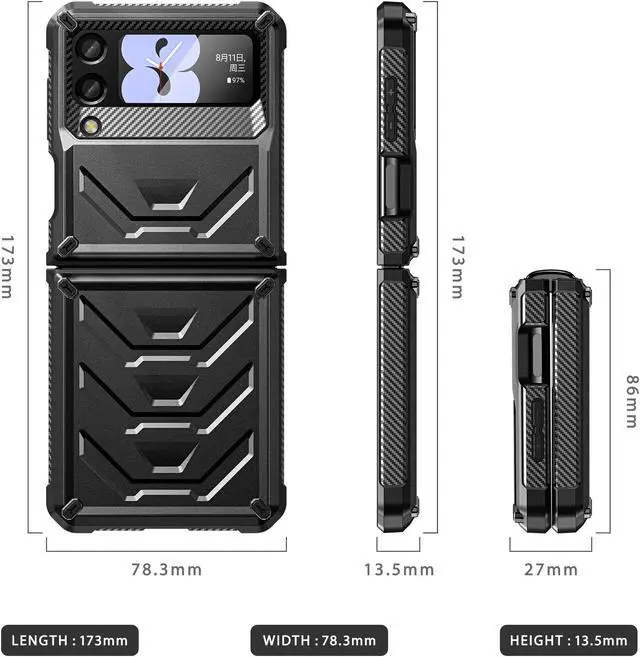 Alt view image 6 of 7 - For Samsung Galaxy Z Flip 3 5G 6.7 inch 2021 Case with Slide Camera Cover, Military Grade Heavy Duty Protective Armor Phone Case Shockproof  Cover