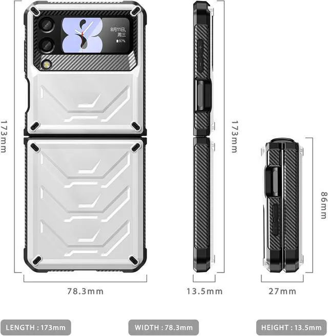 Alt view image 2 of 7 - For Samsung Galaxy Z Flip 3 5G 6.7 inch 2021 Case with Slide Camera Cover, Military Grade Heavy Duty Protective Armor Phone Case Shockproof Cover White