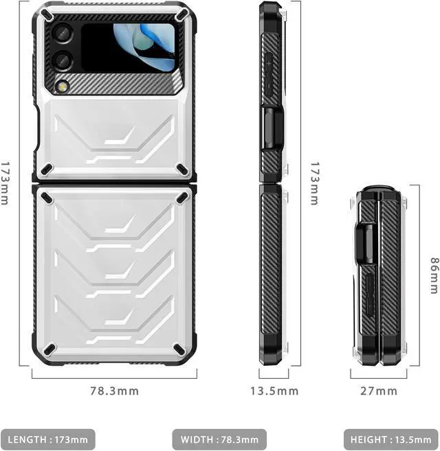 Alt view image 5 of 7 - For Samsung Galaxy Z Flip 4 5G 2022 Case with Slide Camera Cover, Military Grade Heavy Duty Protective Armor Phone Case Shockproof Cover White