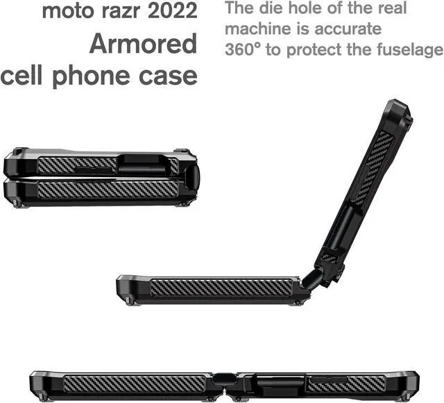Alt view image 5 of 7 - For Motorola Moto Razr 2022 Case with Slide Camera Cover, Military Grade Heavy Duty Protective Armor Phone Case Shockproof Hard Shell Cover