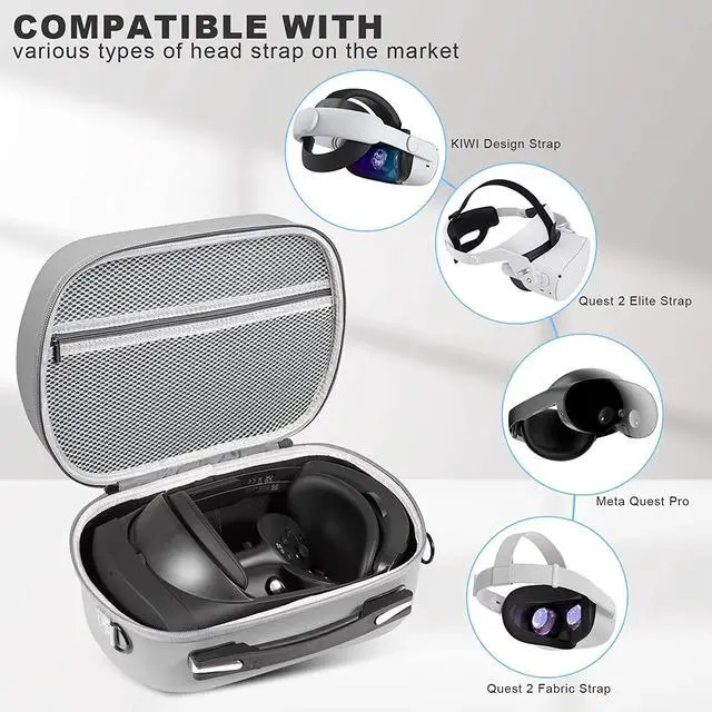 Alt view image 2 of 7 - Carrying Case for Meta Quest Pro/Meta Quest 2, Hard Travel Case Storage for Meta Quest Pro VR Gaming Headset and Accessories