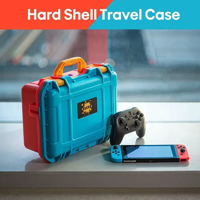 Alt view image 2 of 6 - Carrying Case for Nintendo Switch Travel Case ,Professional Deluxe Waterproof Case Soft Lining Hard Case for Nintendo Switch OLED Model (2021) Console Pro Controller & Accessories