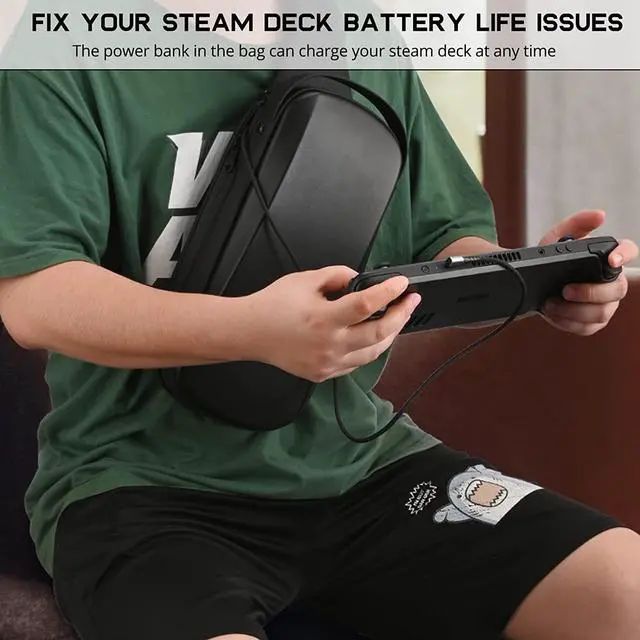 Alt view image 5 of 7 - Carrying Case for Steam Deck Console & Accessories, Shockproof Hard Shell Protective Crossbody Shoulder Chest Backpack with Pockets Fit Console for Travel and Home Storage