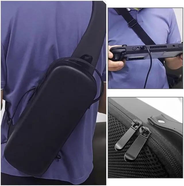 Alt view image 7 of 7 - Travel Carrying Case Storage Messenger Bag Hard EVA Travel Carry Pouch Anti-Scratch Waterproof Portable Cross Body Bag Portable Handbag for Steam Deck Game Console