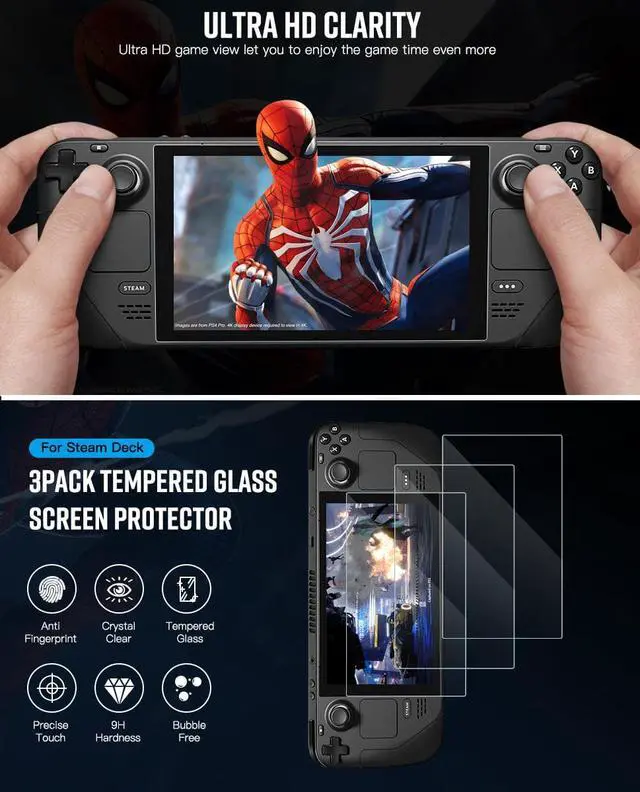 Alt view image 2 of 7 - 3-Pack Tempered Glass Screen Protector for Steam Deck 7 inch 2022, 9 Hardness HD Clear Transparent Anti-Scratch Bubble-Free Screen Protector Compatible with Steam Deck