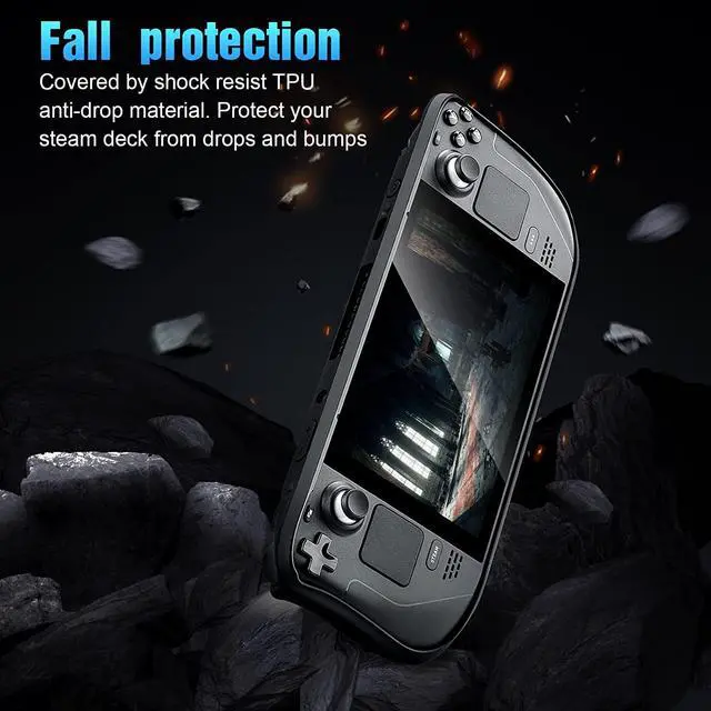 Alt view image 3 of 7 - Protective Case for Steam Deck with [2 Packs]HD Tempered Glass Screen Protector, TPU Protective Case Cover with Kickstand, Shockproof Non-Slip Accessories Set