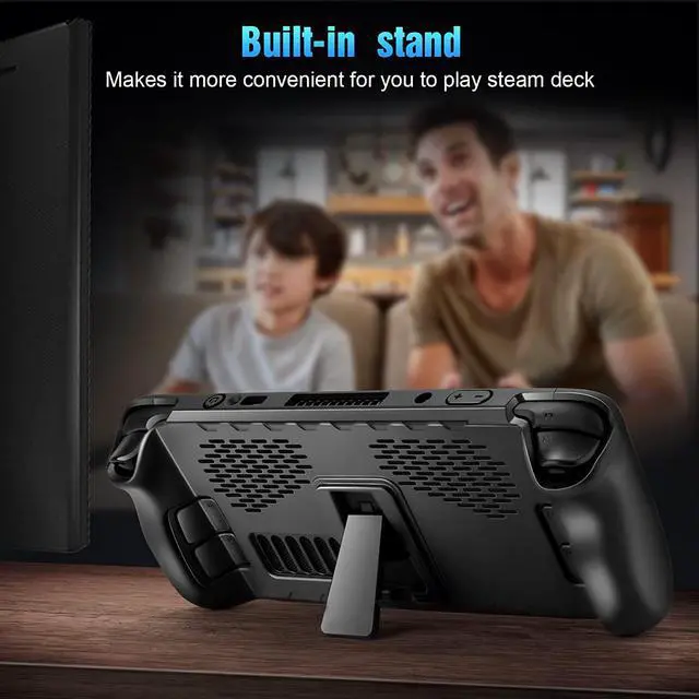Alt view image 6 of 7 - Protective Case for Steam Deck with [2 Packs]HD Tempered Glass Screen Protector, TPU Protective Case Cover with Kickstand, Shockproof Non-Slip Accessories Set