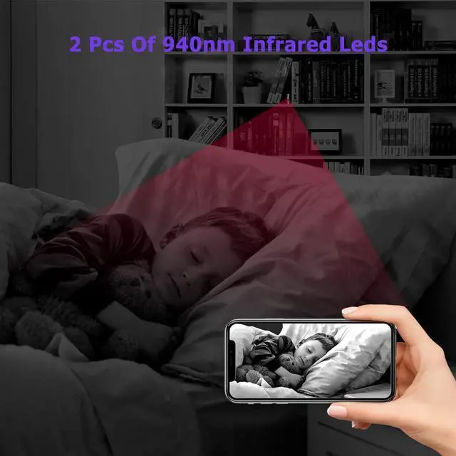 Alt view image 6 of 7 - Upgraded 1080P WiFi Camera Motion Sound Detector, Portable Small Camera, 1080P HD Home Security Camera, Infrared Indoor and Outdoor Camera, Mobile APP Remote Monitoring Camera