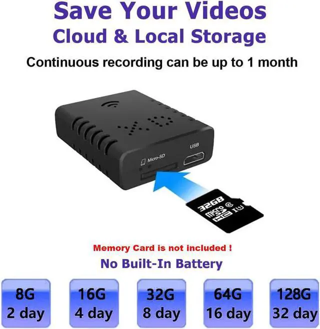 Alt view image 7 of 7 - Upgraded 1080P WiFi Camera Motion Sound Detector, Portable Small Camera, 1080P HD Home Security Camera, Infrared Indoor and Outdoor Camera, Mobile APP Remote Monitoring Camera