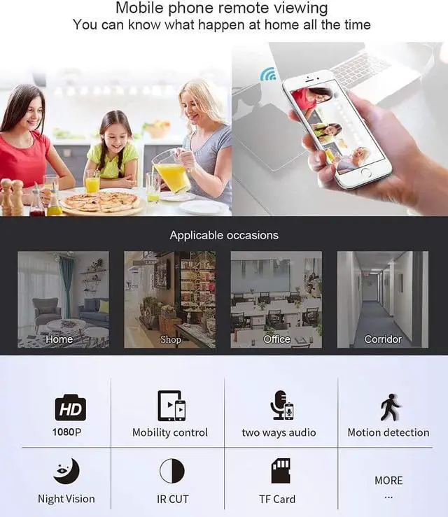 Alt view image 4 of 7 - Spy Camera Hidden Camera Detector - 1080P WiFi Camera for Home Office Security Indoor Camera with Motion Detection Night Vision, Car Surveillance Camera