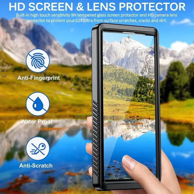 Alt view image 6 of 7 - Compatible for Samsung Galaxy S23 Ultra Case Waterproof, S23 Ultra Waterproof Case with Built-in Lens & Screen Protector Full Body Protective Case for Galaxy S23 Ultra 6.8'' 2023, Black