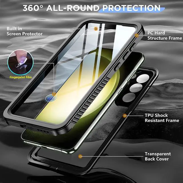 Alt view image 5 of 7 - For Samsung Galaxy S23 Plus Case Waterproof,Built-in Screen Protector [IP68 Underwater][Full Body Shockproof][12FT Military Dropproof][Heavy Duty]Protective Case for S23 Plus 5G 6.6"Black