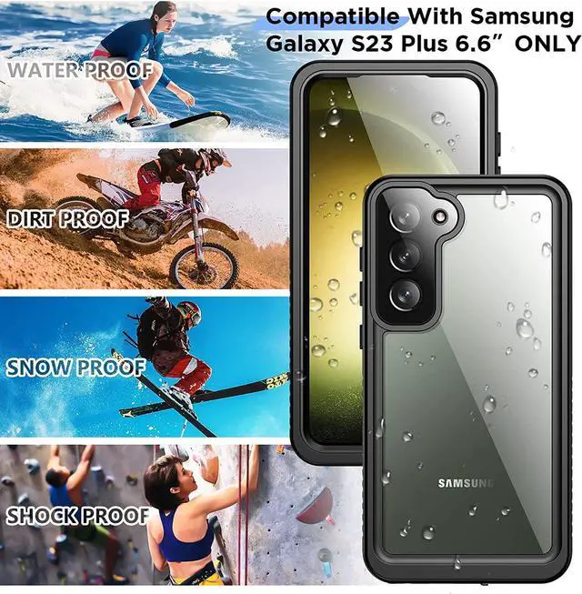 Alt view image 3 of 7 - For Samsung Galaxy S23 Plus Case Waterproof,Built-in Screen Protector [IP68 Underwater][Full Body Shockproof][12FT Military Dropproof][Heavy Duty]Protective Case for S23 Plus 5G 6.6"Black