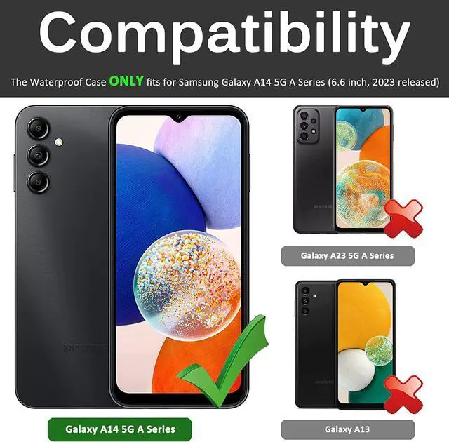 Alt view image 2 of 7 - Compatible for Samsung Galaxy A14 5G Case Waterproof, Built-in HD Clear Screen Protector, 360 Degree Full Shockproof Bumper, Professional Waterproof Case Cover for Galaxy A14 5G A Series, 2023