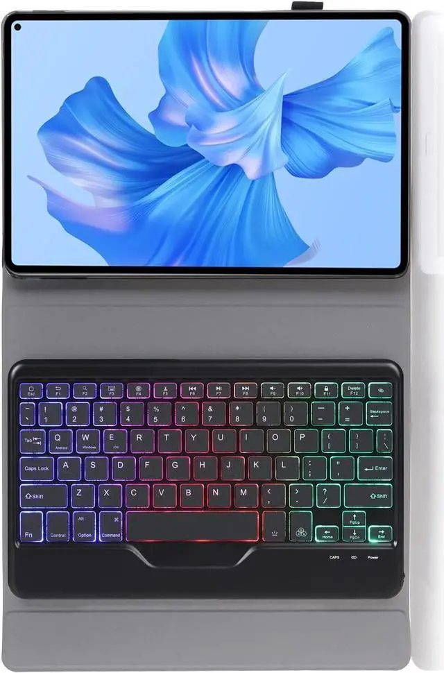 Alt view image 4 of 7 - Keyboard Case for Huawei MatePad Pro 11 2022, Soft TPU Protective Cover, [Tri-Color Backlit] Magnetically Detachable Wireless Bluetooth Keyboard