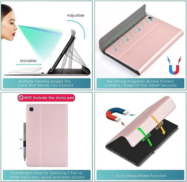 Alt view image 4 of 7 - Touchpad Keyboard Case for Xiaomi Redmi Pad 10.61 inch 2022, Detachable Wireless Keyboard Cover with Trackpad & Pencil Holder Rose Gold