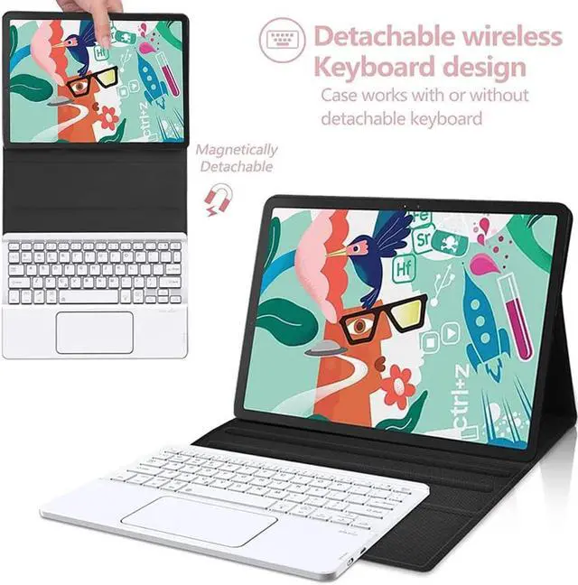 Alt view image 2 of 7 - Touchpad Keyboard Case for Xiaomi Redmi Pad 10.61 inch 2022, Detachable Wireless Keyboard Cover with Trackpad & Pencil Holder Rose Gold