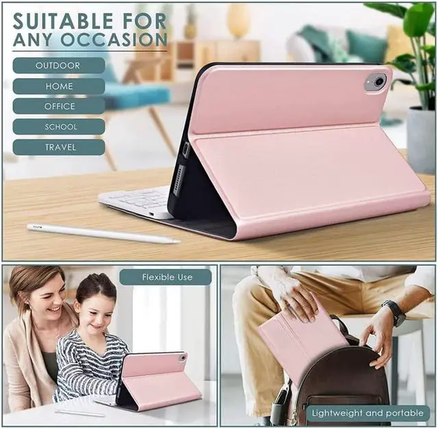 Alt view image 7 of 7 - Touchpad Keyboard Case for Xiaomi Redmi Pad 10.61 inch 2022, Detachable Wireless Keyboard Cover with Trackpad & Pencil Holder Rose Gold