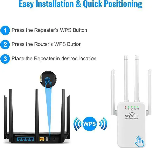 Alt view image 6 of 7 - Upgraded WiFi Extender Signal Booster for Home - up to 9956 sq.ft Coverage - Long Range Wireless Internet Repeater and Signal Amplifier with Ethernet Port - 1 Tap Setup, 5 Modes, 40+ Devices