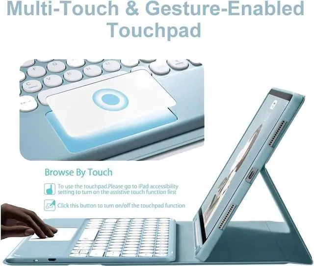 Alt view image 4 of 7 - Touchpad Keyboard Case for Samsung Galaxy Tab A7 Lite 8.7 Inch 2021 Model SM-T220 T225 T227, Slim Leather Cover with Detachable Keyboard / Trackpad / Pencil Holder