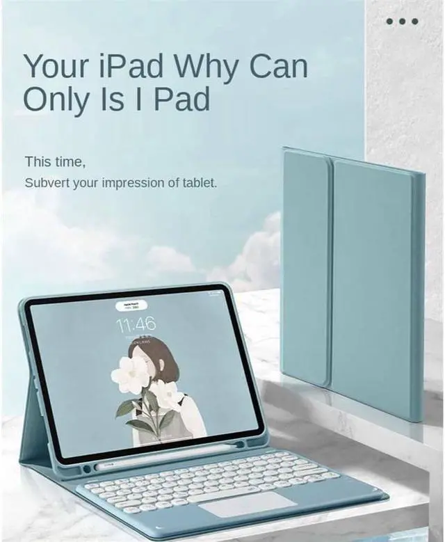 Alt view image 2 of 7 - Touchpad Keyboard Case for Samsung Galaxy Tab A7 Lite 8.7 Inch 2021 Model SM-T220 T225 T227, Slim Leather Cover with Detachable Keyboard / Trackpad / Pencil Holder