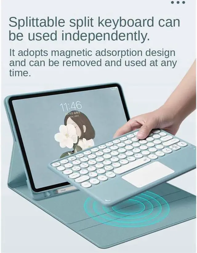 Alt view image 5 of 7 - Touchpad Keyboard Case for Samsung Galaxy Tab S8 Ultra 14.6 Inch 2022 SM-X900 SM-X906, Slim Leather Cover with Detachable Keyboard / Trackpad / Pencil Holder