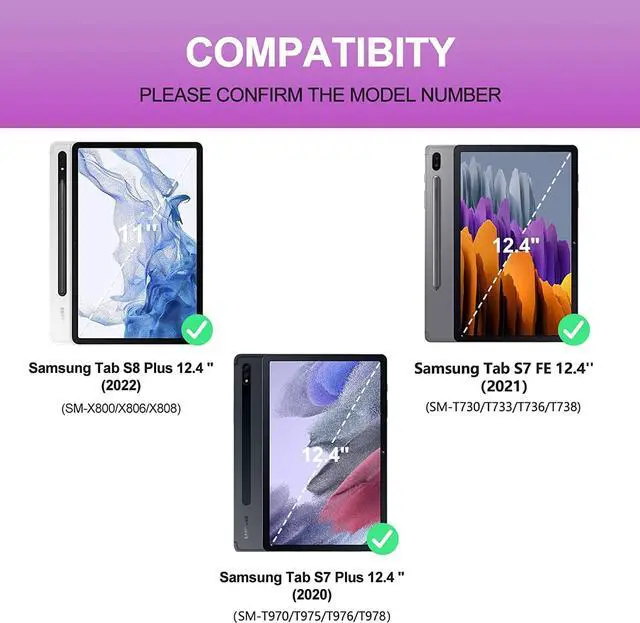 Alt view image 2 of 2 - Touchpad Keyboard Case for 12.4 inch Samsung Galaxy Tab S8 Plus 2022/ S7 FE 2021/ S7 Plus 2020, Slim Leather Cover with Detachable Keyboard / Trackpad / Pencil Holder Purple